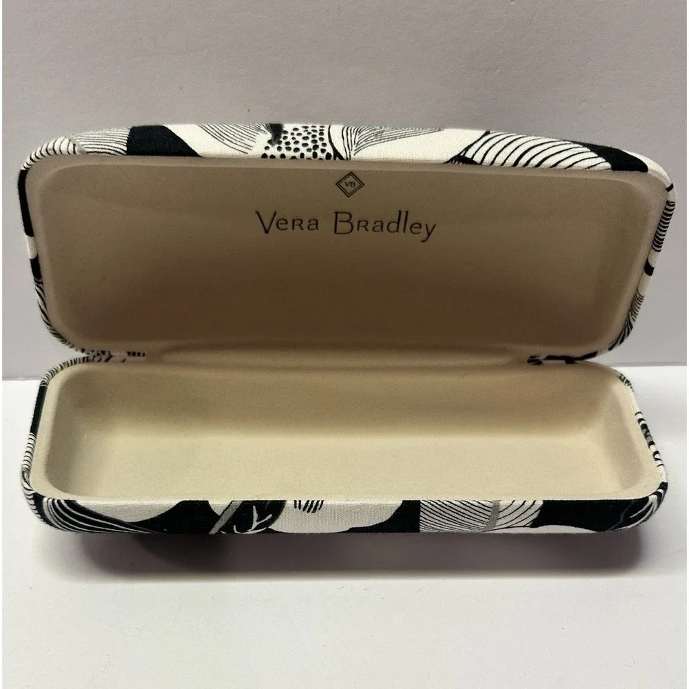 Vera Bradley Black White Floral Hard Shell‎ Eyeglass Case Clamshell Protector
